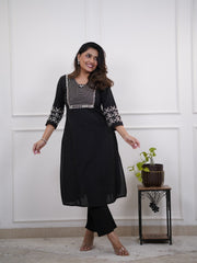 elegent black Cotton Co-Ord Set - Vastra Gehna
