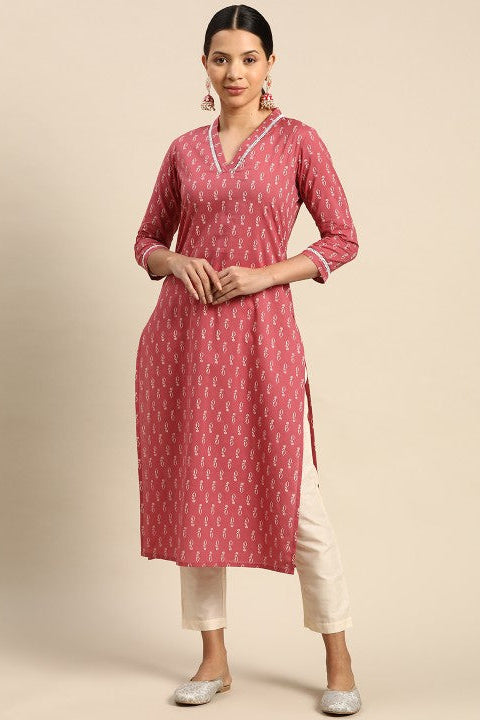 Our elegant pink printed kurta wih plazzo co-ord set - Vastra Gehna