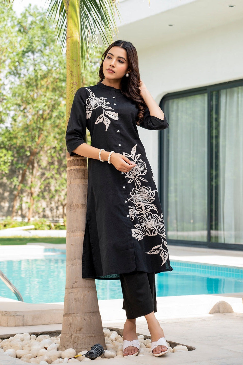 elegent white embroidary Cotton Co-Ord Set - Vastra Gehna