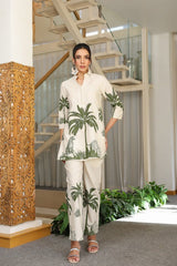 leaves printedEmbroidered Cotton Co-Ord Set - Vastra Gehna