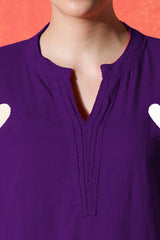 purple suit with white heart print on cotton Co-Ord Set - Vastra Gehna