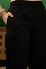 Our elegant black bold Top and Palazzo in shimmer embroidary set - Vastra Gehna