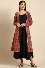 Our elegant black bold co-ord set with shrugs - Vastra Gehna