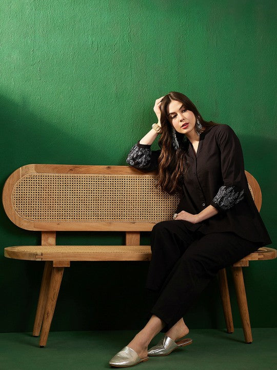 shirt & plazzo co-ord set set pure cotton - Vastra Gehna