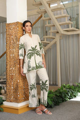 leaves printedEmbroidered Cotton Co-Ord Set - Vastra Gehna