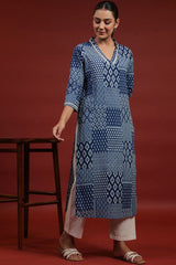 Our elegant blue printed kurta wih plazzo co-ord set - Vastra Gehna