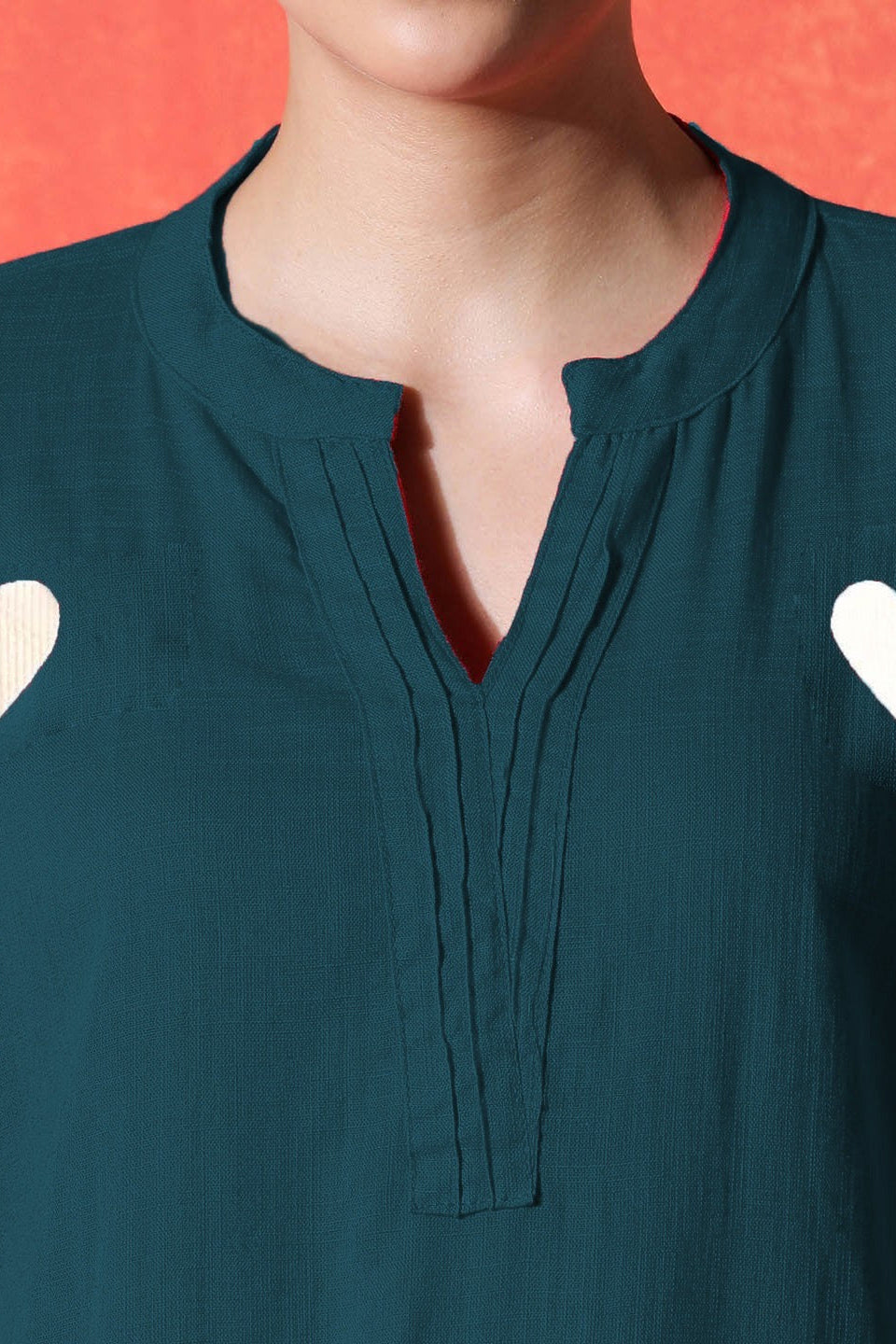 navy blue suit with white heart print on cotton Co-Ord Set - Vastra Gehna