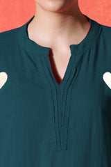 navy blue suit with white heart print on cotton Co-Ord Set - Vastra Gehna