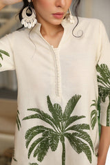 leaves printedEmbroidered Cotton Co-Ord Set - Vastra Gehna