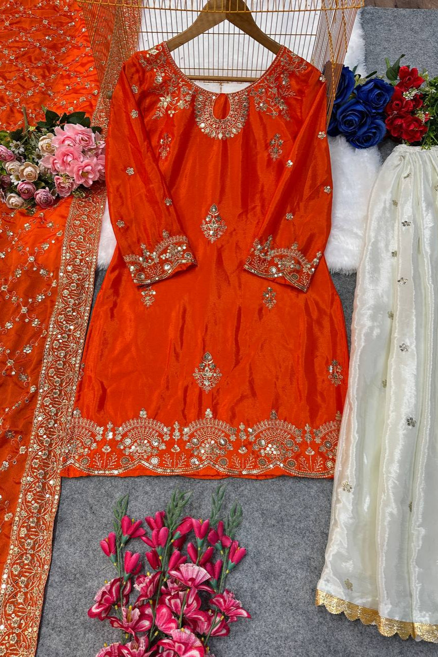 PLAZZO. WITH FANCY DUPPATA WITH EMBROIDERY - Vastra Gehna