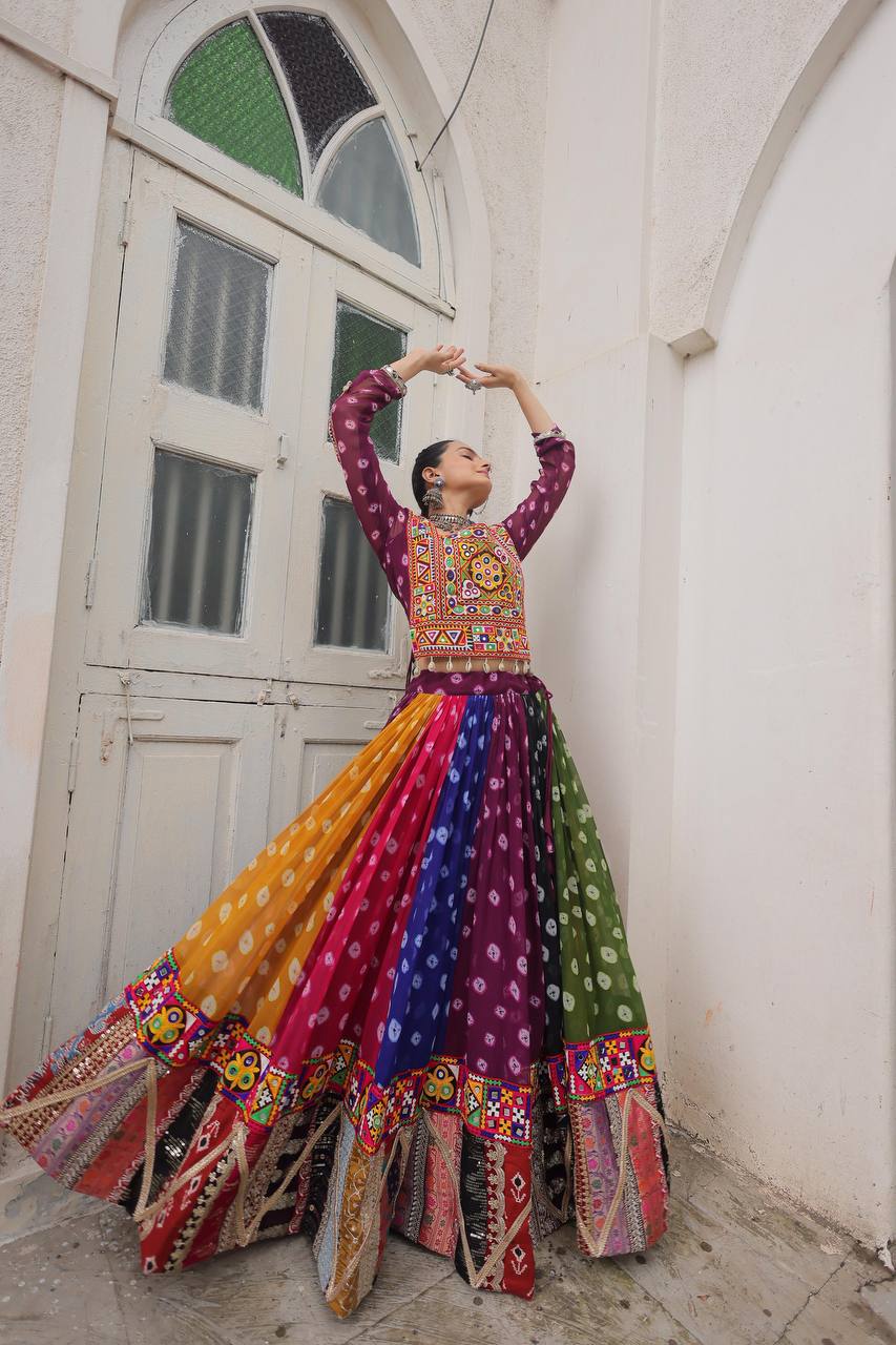 NAVRATRI LEHENGA vintage and gamthi embellished work - Vastra Gehna