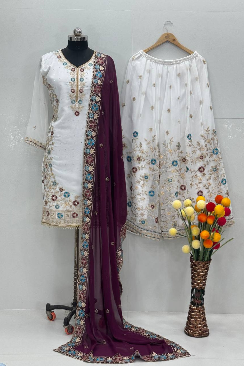 HEAVY FUAX GEORGEET 3 PIS SUIT - Vastra Gehna