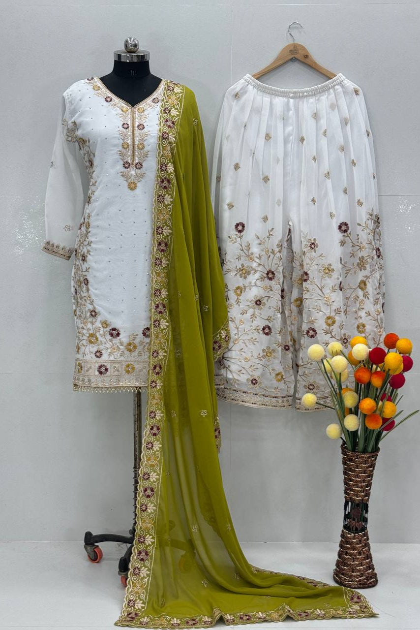 HEAVY FUAX GEORGEET 3 PIS SUIT - Vastra Gehna