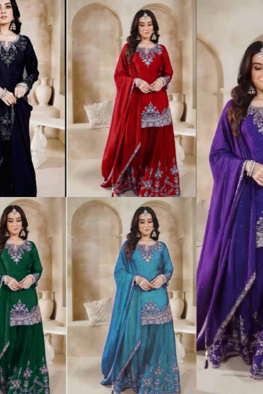 PLAZZO. WITH FANCY DUPPATA WITH EMBROIDERY WORK*✅ - Vastra Gehna