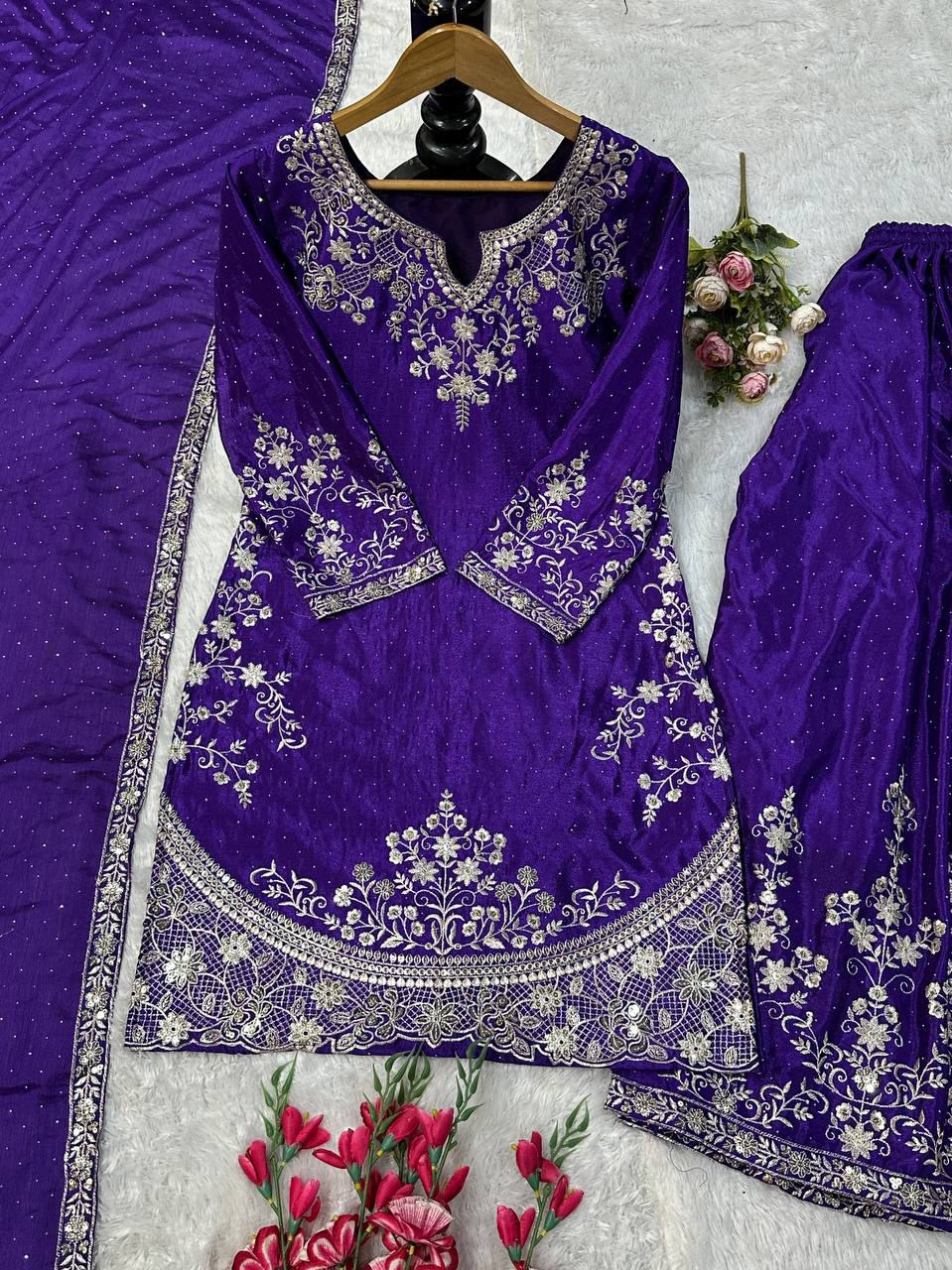 PLAZZO. WITH FANCY DUPPATA WITH EMBROIDERY WORK*✅ - Vastra Gehna