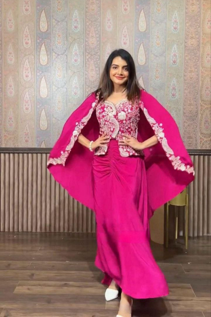 New Party Wear Look Jacket And Plazzo With Duppata. - Vastra Gehna