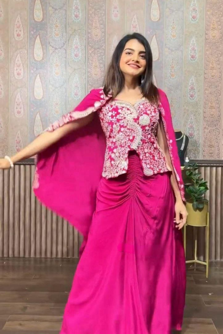 New Party Wear Look Jacket And Plazzo With Duppata. - Vastra Gehna