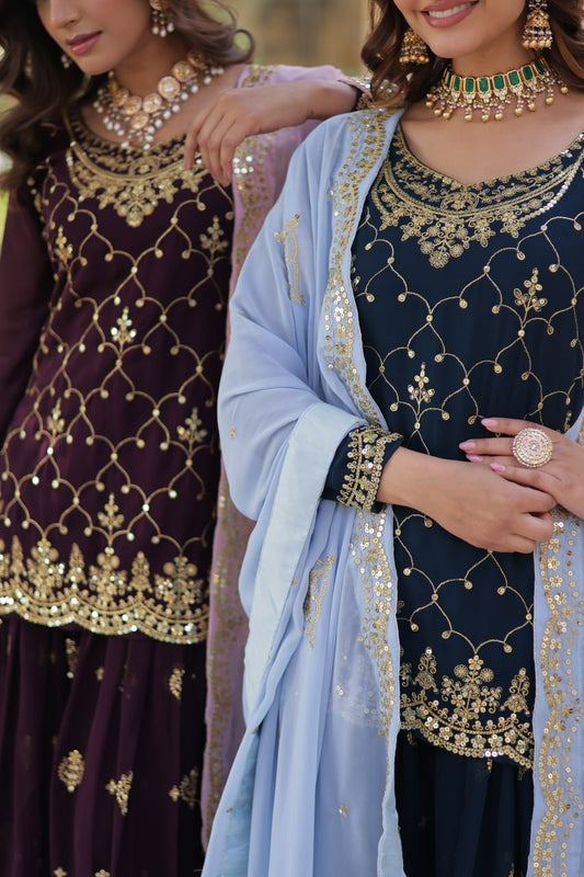 DESIGNER READYMADE KURTI-PLAZOO-DUPATTA COLLECTIONS - Vastra Gehna