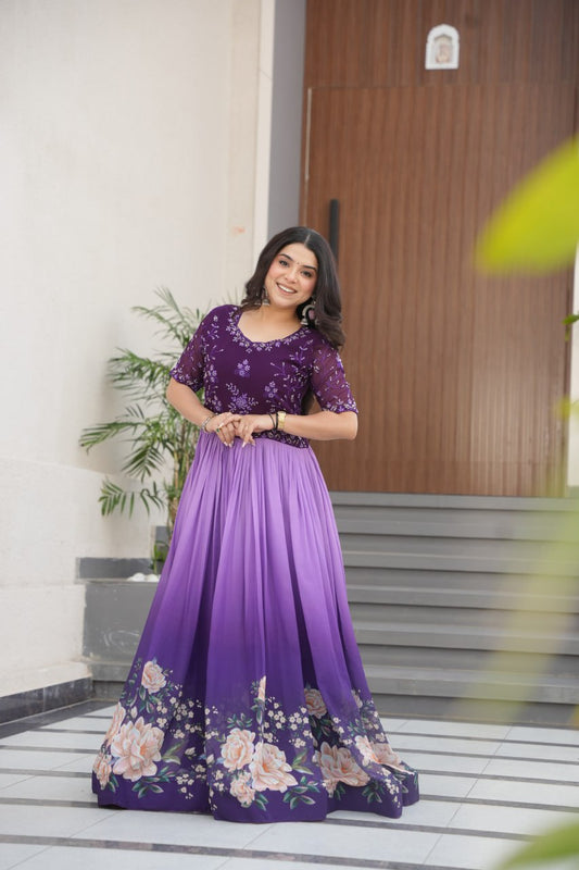 Blooming With Beads Embroidered DESIGNER GOWN - Vastra Gehna