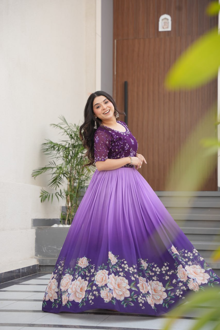 Blooming With Beads Embroidered DESIGNER GOWN - Vastra Gehna