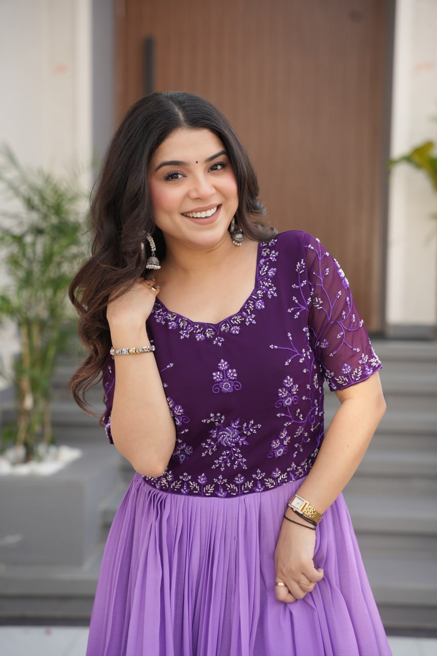 Blooming With Beads Embroidered DESIGNER GOWN - Vastra Gehna