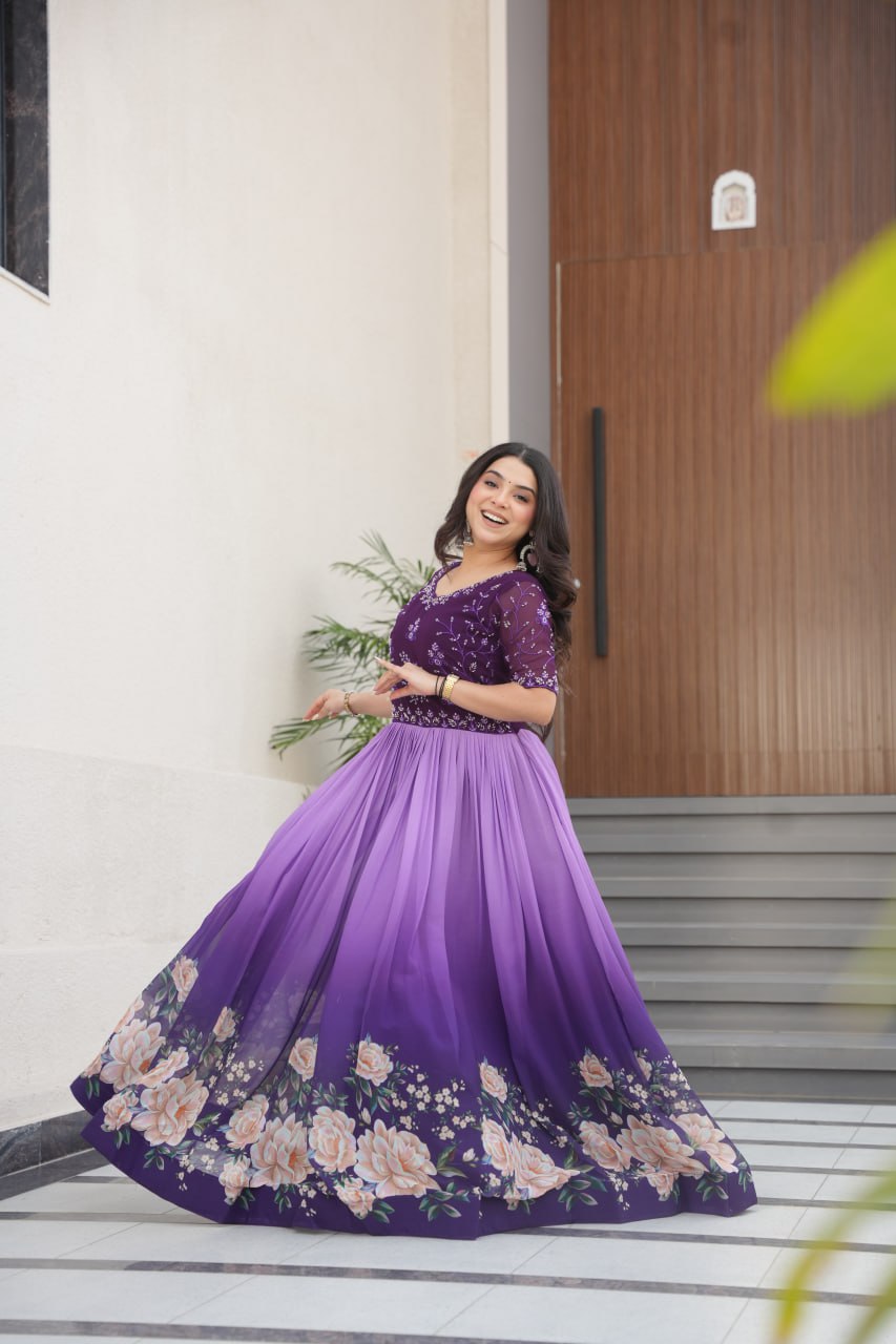 Blooming With Beads Embroidered DESIGNER GOWN - Vastra Gehna