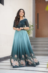 Blooming With Beads Embroidered DESIGNER GOWN - Vastra Gehna