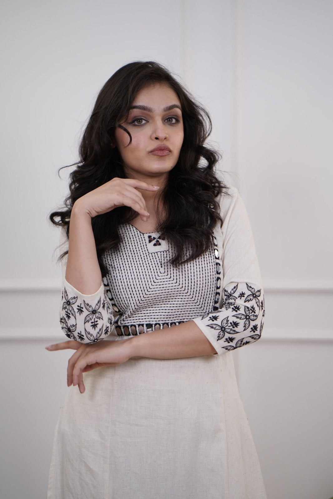 elegent white embroidary Cotton Co-Ord Set - Vastra Gehna