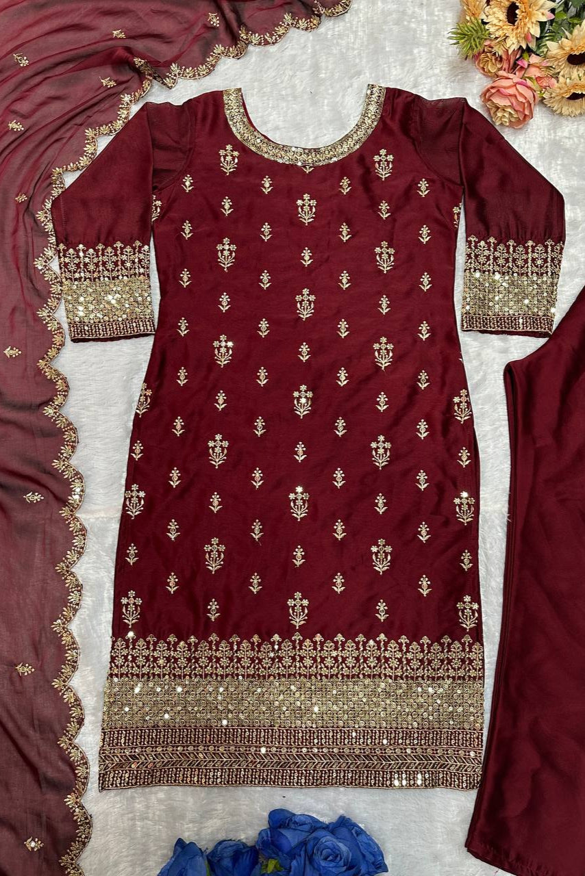 PANT WITH FANCY DUPPATA AND EMBROIDERY WORK*✅ - Vastra Gehna