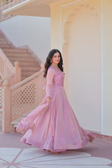 Fendy Chiffon gown with Sequins-Multi Embroidered - Vastra Gehna