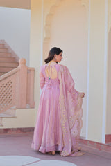 Fendy Chiffon gown with Sequins-Multi Embroidered - Vastra Gehna