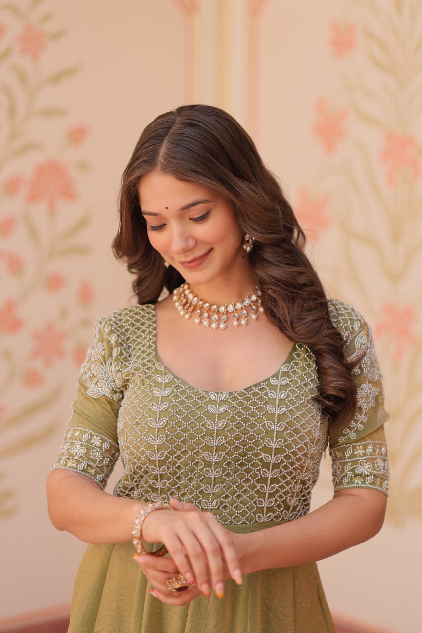 Fendy With Beads Embroidered Work - Vastra Gehna