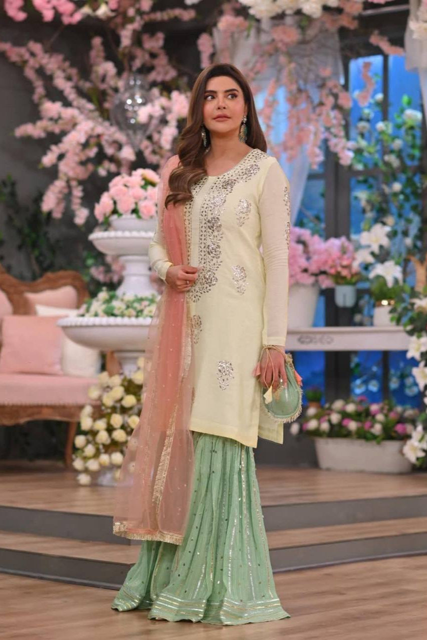 CONTRACE KURTI-SHARARA SET - Vastra Gehna