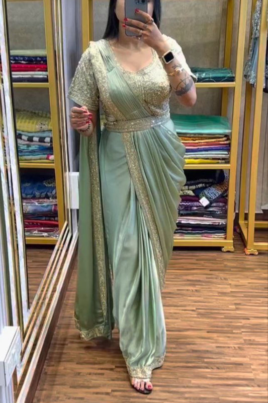 Super Trending Embroidery saree with Embroidery Blouse - Vastra Gehna