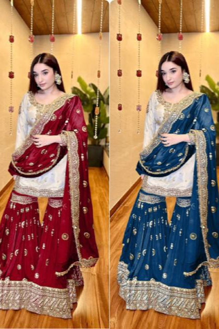 PARTY WEAR EID SPACIAL SHARARA SET* - Vastra Gehna