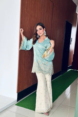 NEW DESIGNER HEAVY FANCY TOP WITH PLAZZO SUIT SET - Vastra Gehna