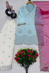 NEW DESIGNER HEAVY FANCY TOP WITH PLAZZO SUIT SET - Vastra Gehna