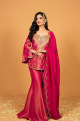 New Designer Collection In simar silk With Embroidery Work Top-Bottom And Dupatta Set Fully Stitched Ready To Wear