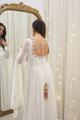 Faux Georgette With Embroidery Sequence Work Gown And Dupatta Set - Vastra Gehna