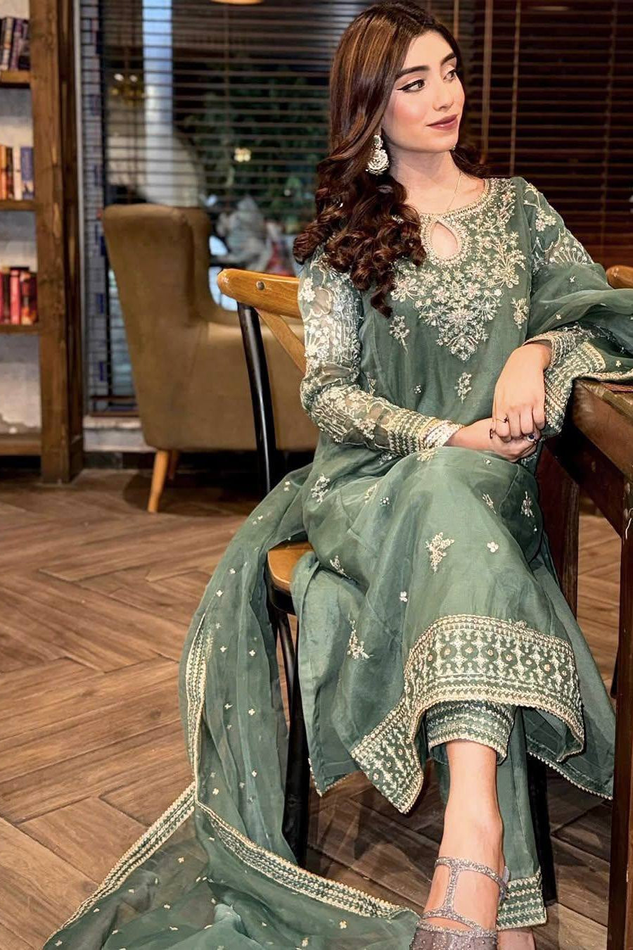 organza silk KURTI-PLAZZO SET - Vastra Gehna