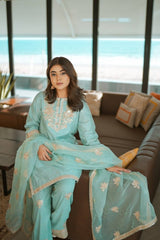 Chinnon Silk embroidery work suit - Vastra Gehna