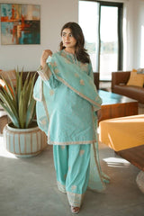 Chinnon Silk embroidery work suit - Vastra Gehna