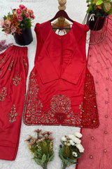 Natural Crep Silk Top-Bottom And Dupatta Set - Vastra Gehna