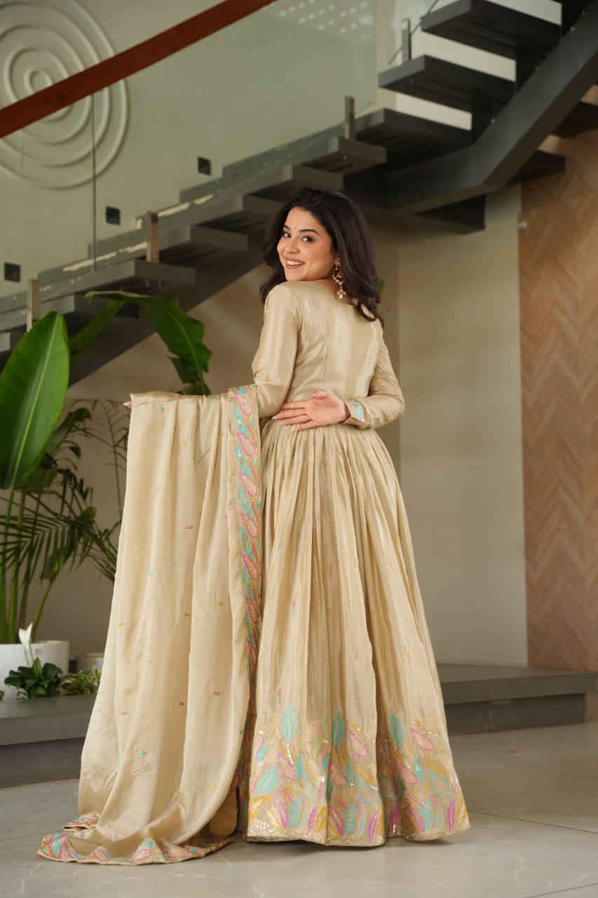 Chinnon Fabric gown with Sequins - Vastra Gehna