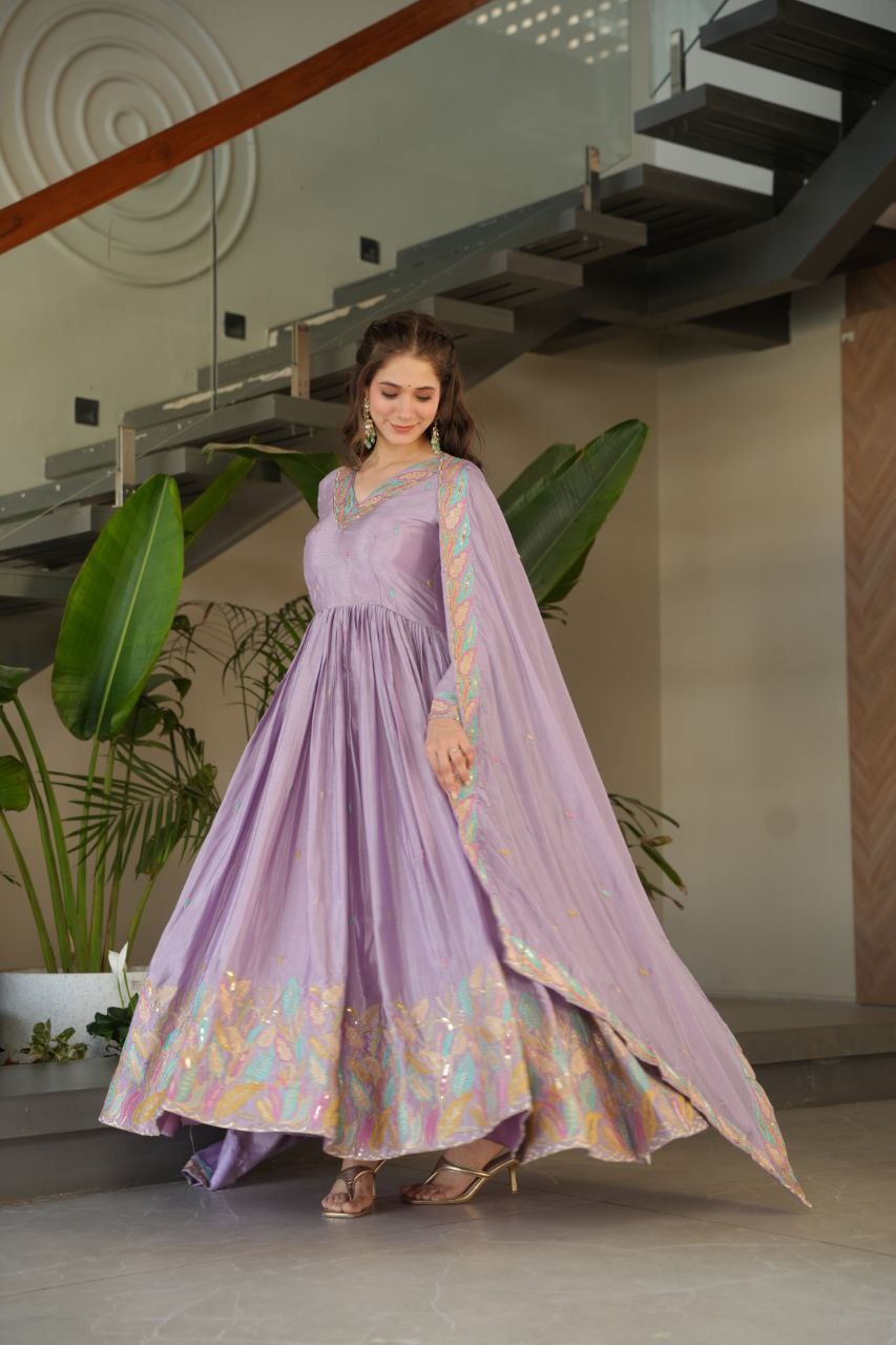 Chinnon Fabric gown with Sequins - Vastra Gehna