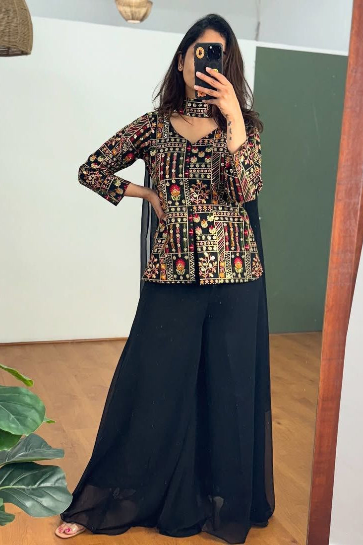 New Party Wear Look Jacket And Plazzo With Duppata - Vastra Gehna