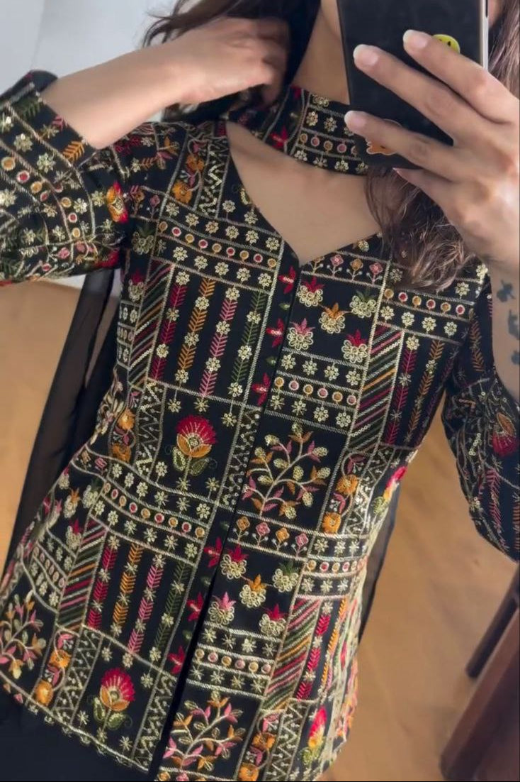 New Party Wear Look Jacket And Plazzo With Duppata - Vastra Gehna