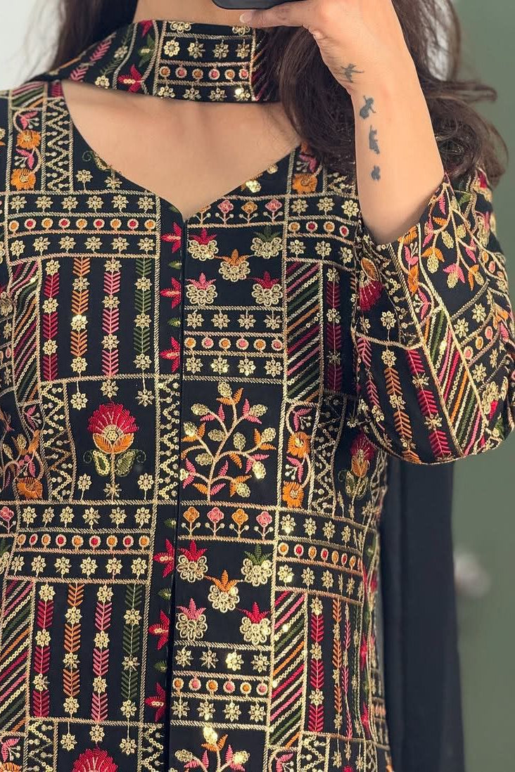 New Party Wear Look Jacket And Plazzo With Duppata - Vastra Gehna