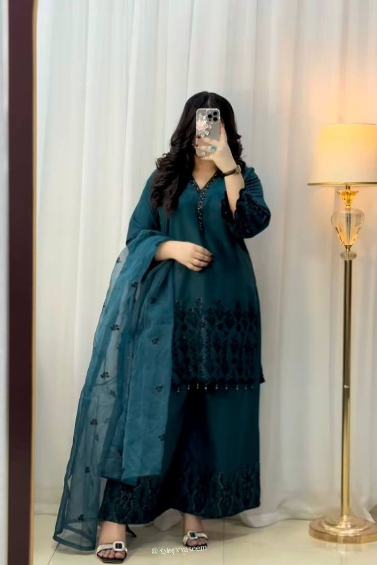 Vichitra Silk With Embroidery Sequence - Vastra Gehna