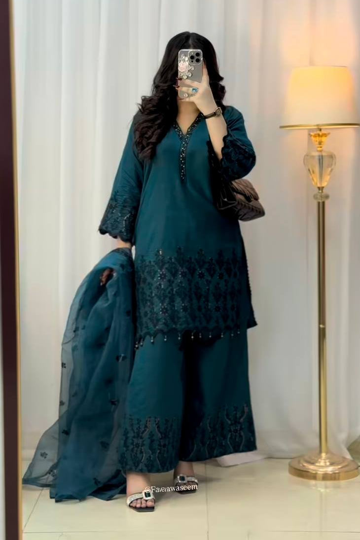 Vichitra Silk With Embroidery Sequence - Vastra Gehna